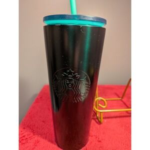 Starbucks Green Stainless Steel Tumbler with Teal Lid and Straw